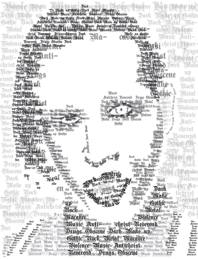 Retrato tipográfico de Marilyn Manson. Noemi Rivera